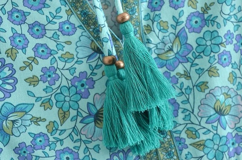 Emerald Breeze Boho Midi Dress