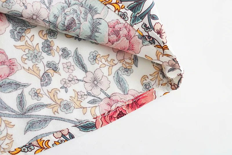 Boho Floral Button-Up Blouse – Rayon Cotton Blend