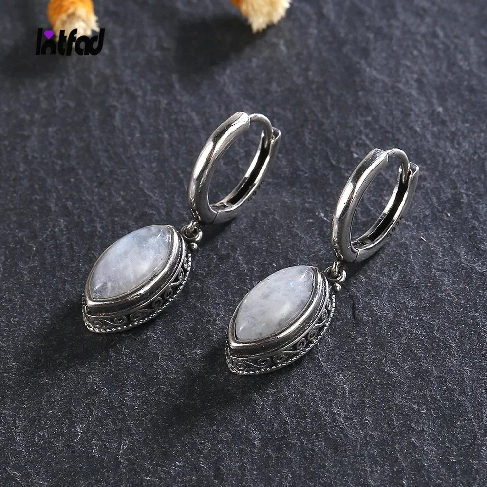 π Sterling Silver Moonstone Drop Earrings β 925 Boho Elegance