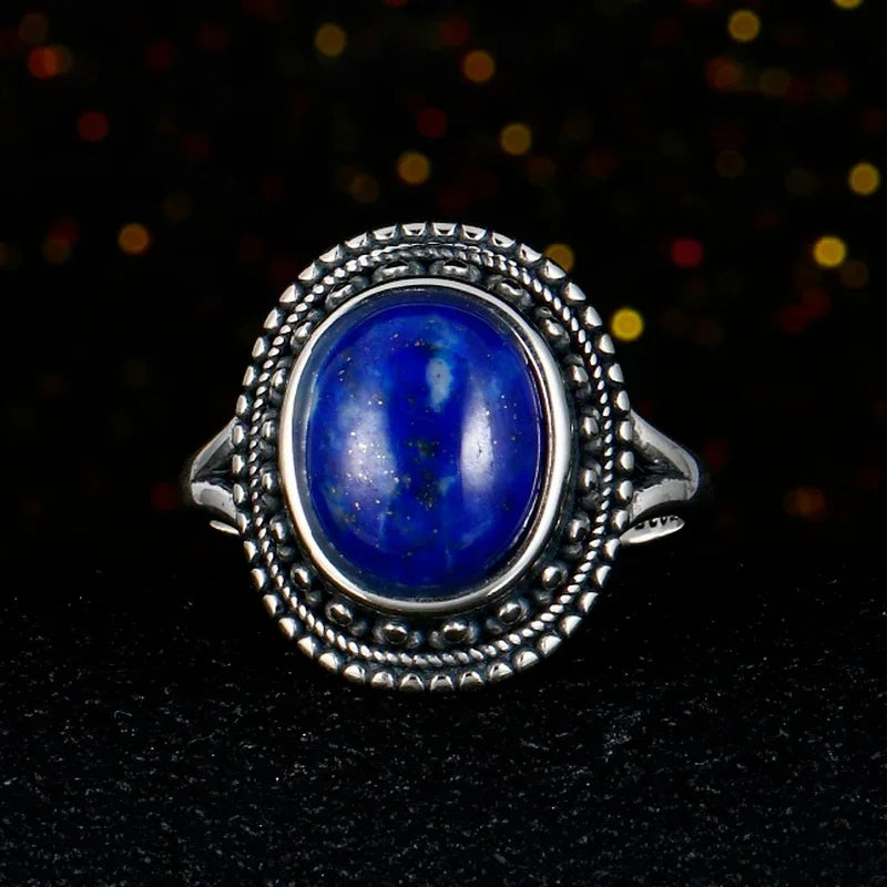 π Blue Lapis Statement Ring β 925 Sterling Silver (Sizes 5β12)