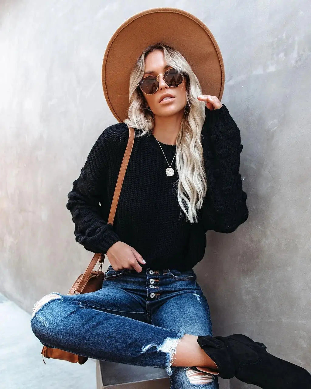 Chic Cable Knit Pullover Sweater