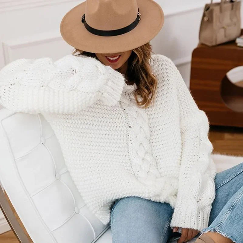 Boho Chunky Knit Sweater β Relaxed Fit & Cozy Texture