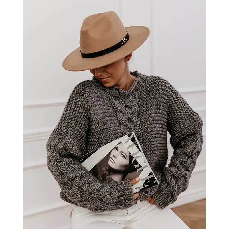 Boho Chunky Knit Sweater β Relaxed Fit & Cozy Texture