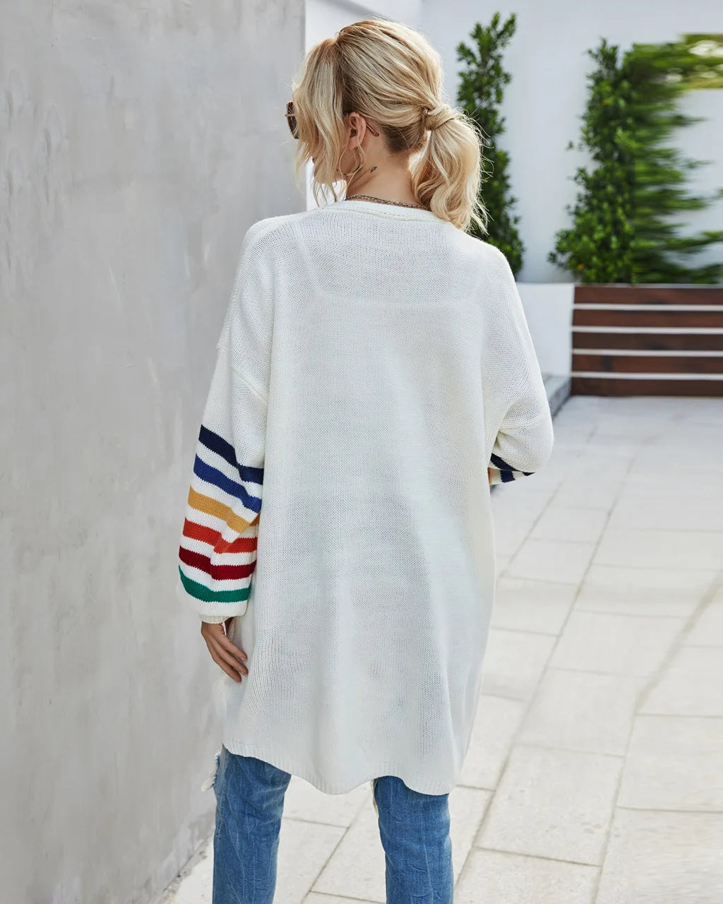 Boho Breeze Stripe Sleeve Knit Cardigan