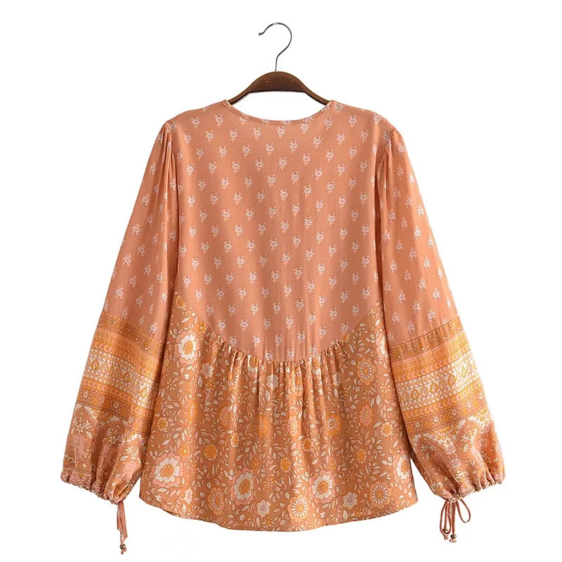 Desert Bloom Peplum Boho Blouse