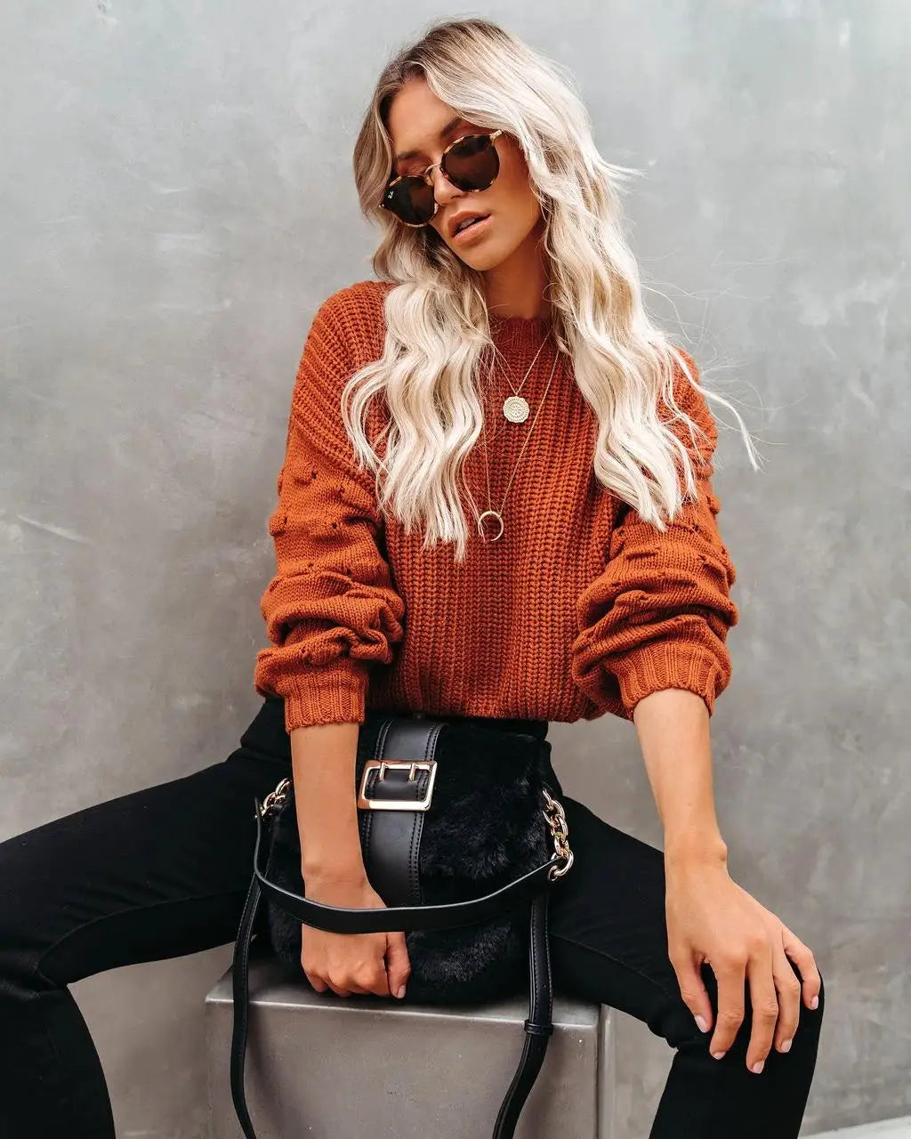 Chic Cable Knit Pullover Sweater