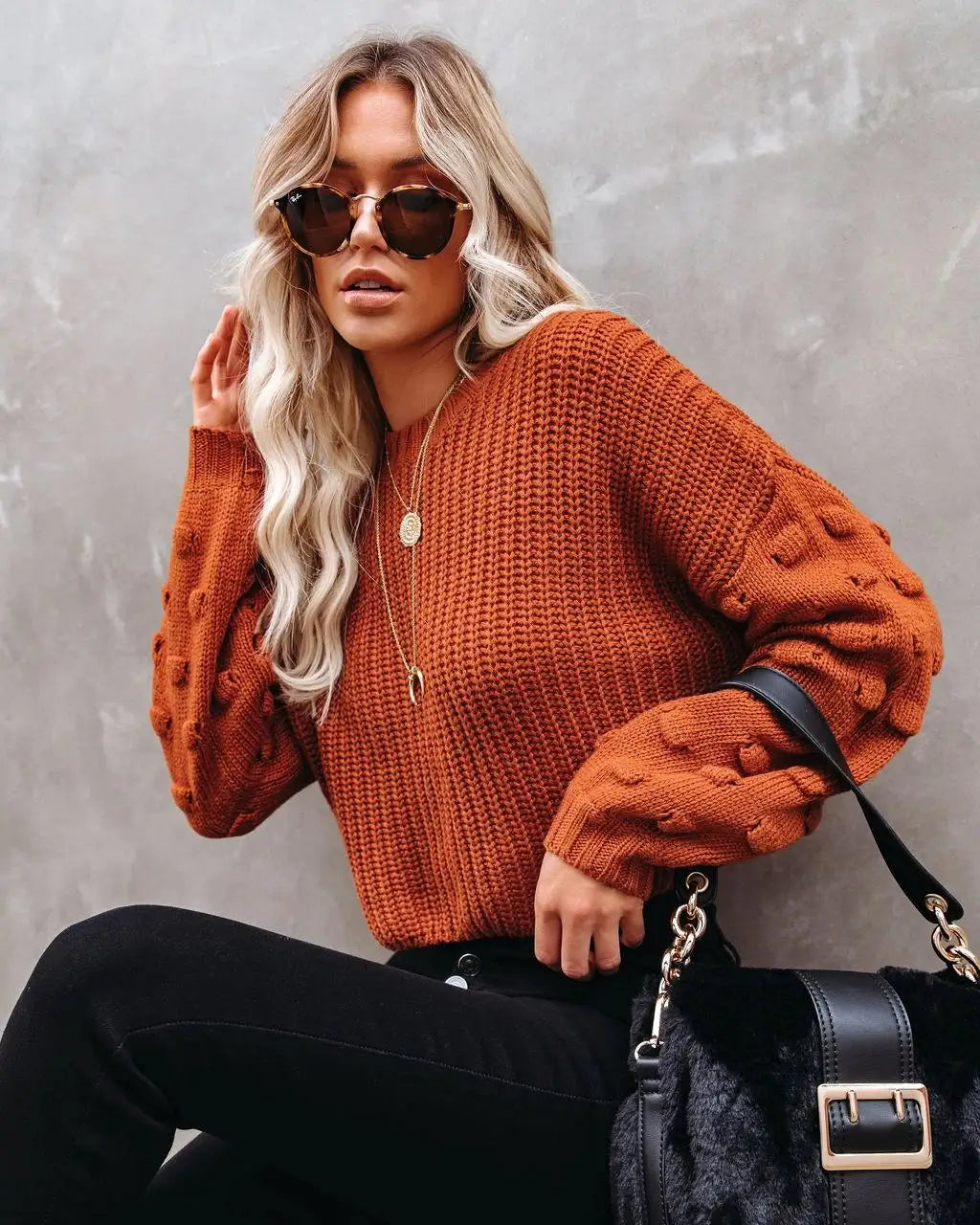 Chic Cable Knit Pullover Sweater