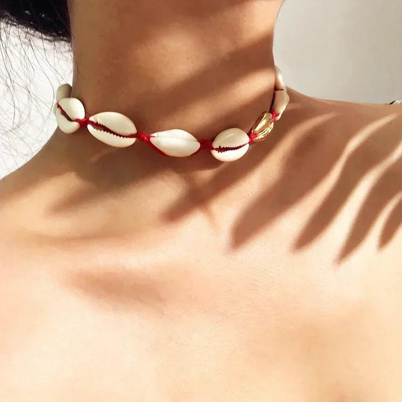 Boho Cowrie Shell Choker Necklace