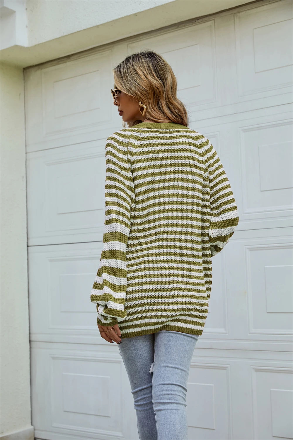 Boho Striped Breeze Button Cardigan
