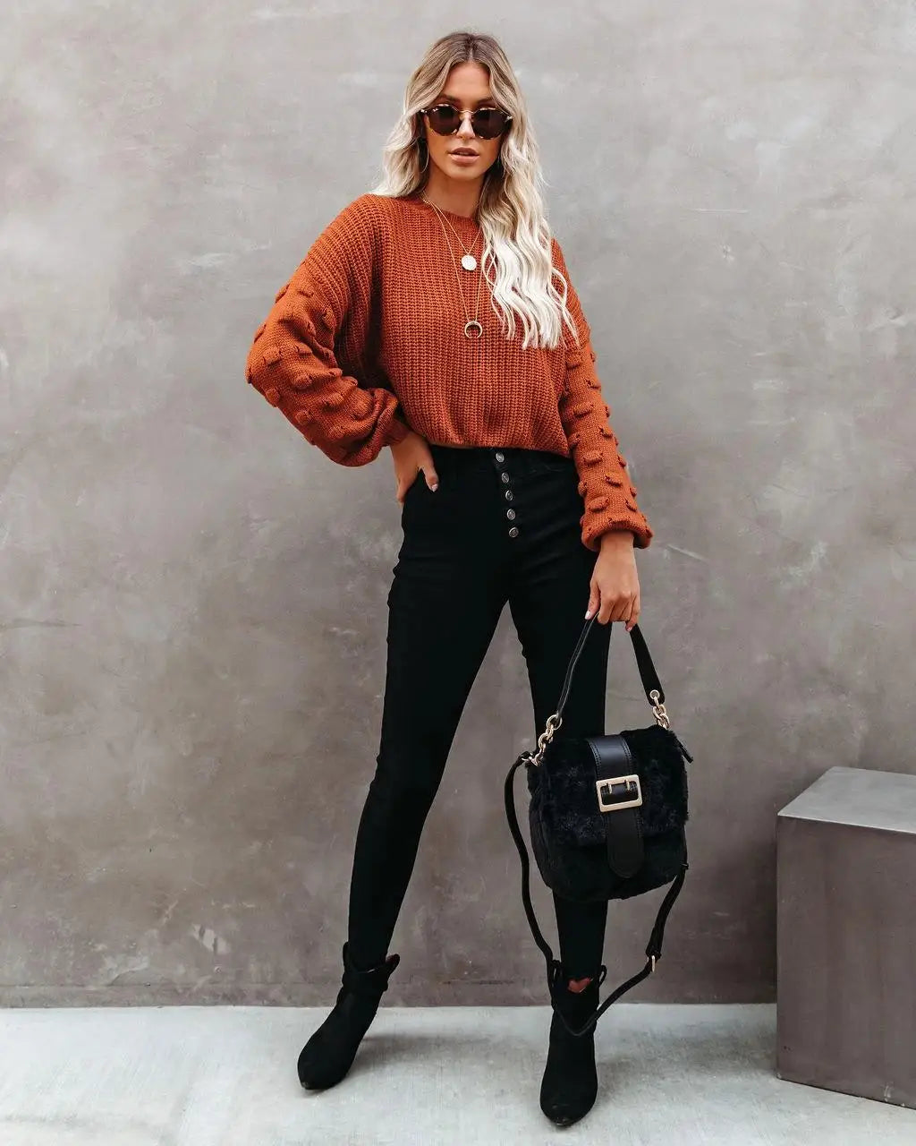Chic Cable Knit Pullover Sweater