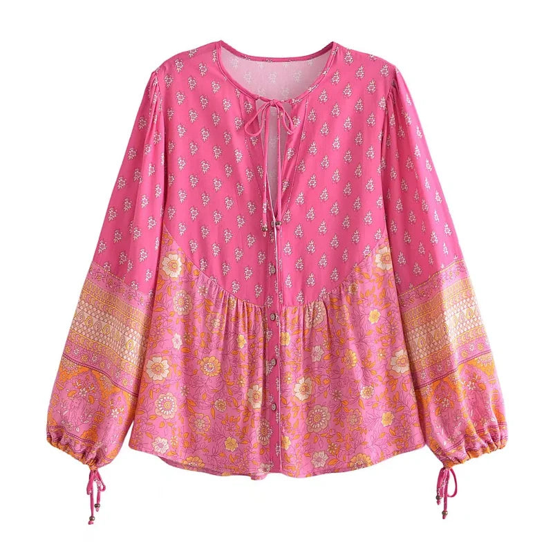 Desert Bloom Peplum Boho Blouse
