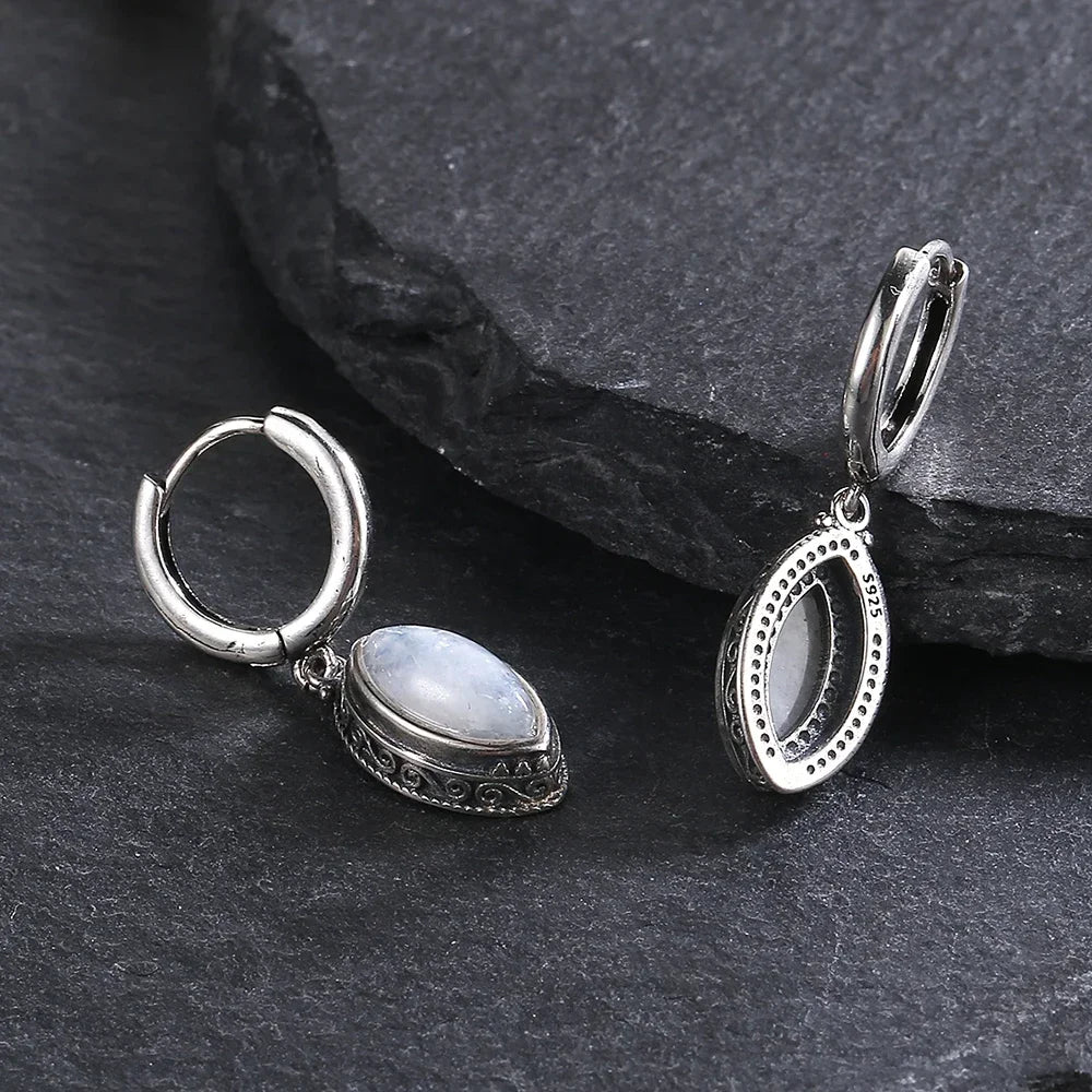 π Sterling Silver Moonstone Drop Earrings β 925 Boho Elegance