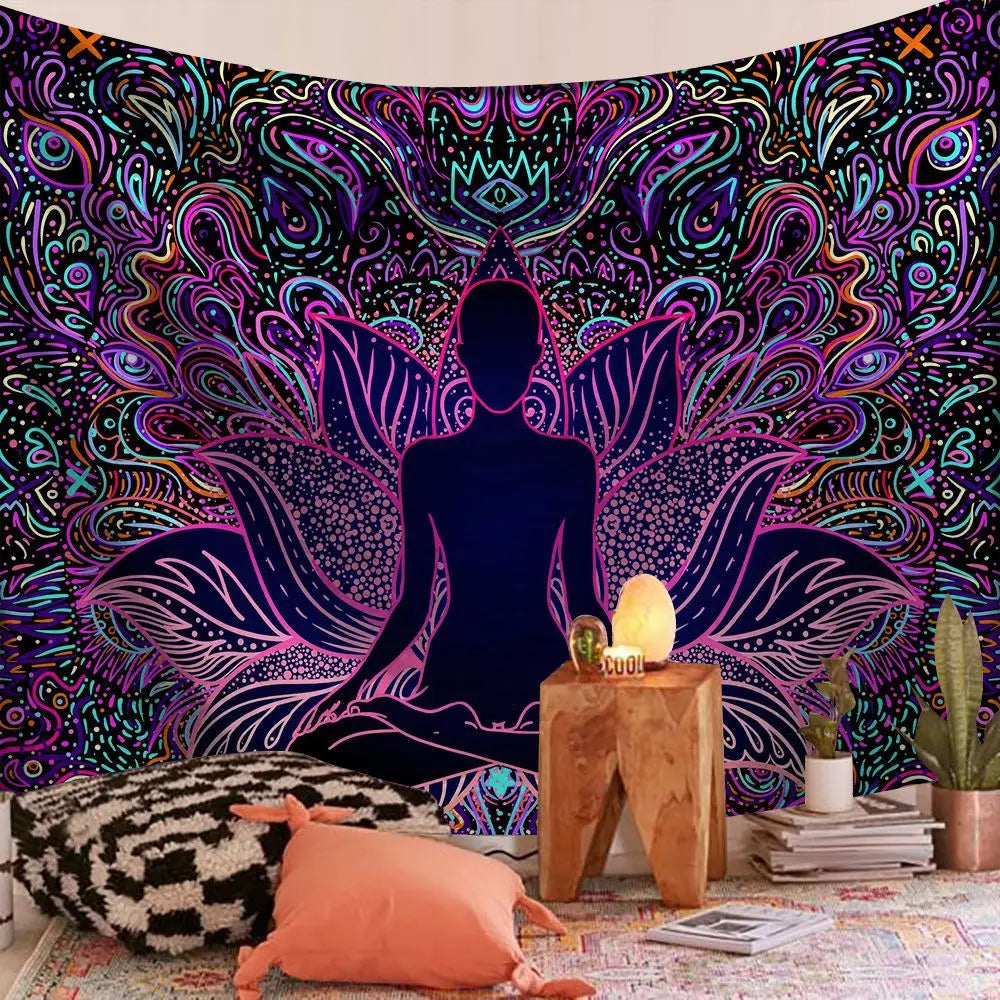 🌀 Boho Mandala & Elephant Wall Tapestry – Spiritual Vibes, Statement Walls