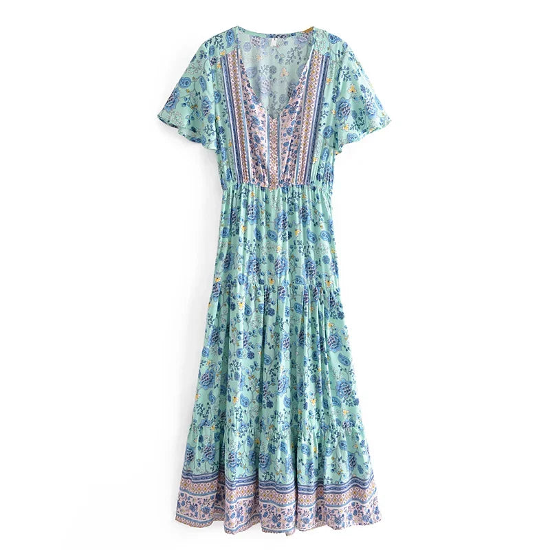Serene Bloom Floral Boho Maxi Dress