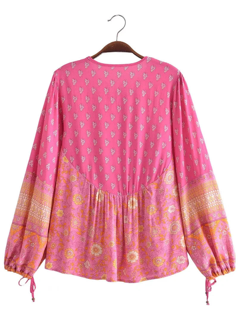 Desert Bloom Peplum Boho Blouse