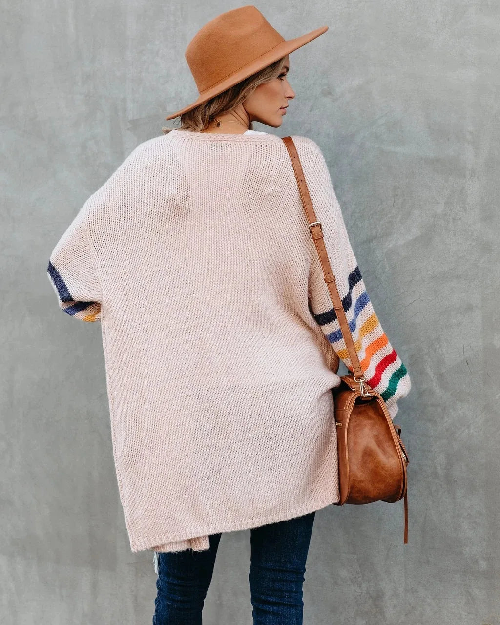 Boho Breeze Stripe Sleeve Knit Cardigan