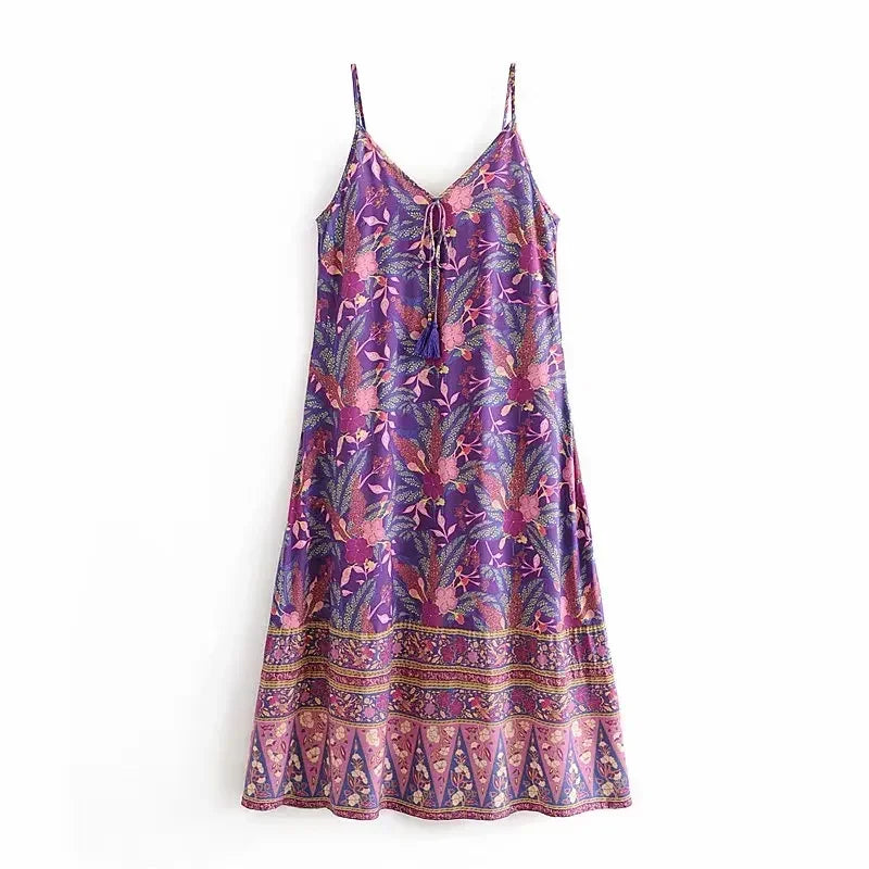 Boho Breeze Purple Maxi Dress