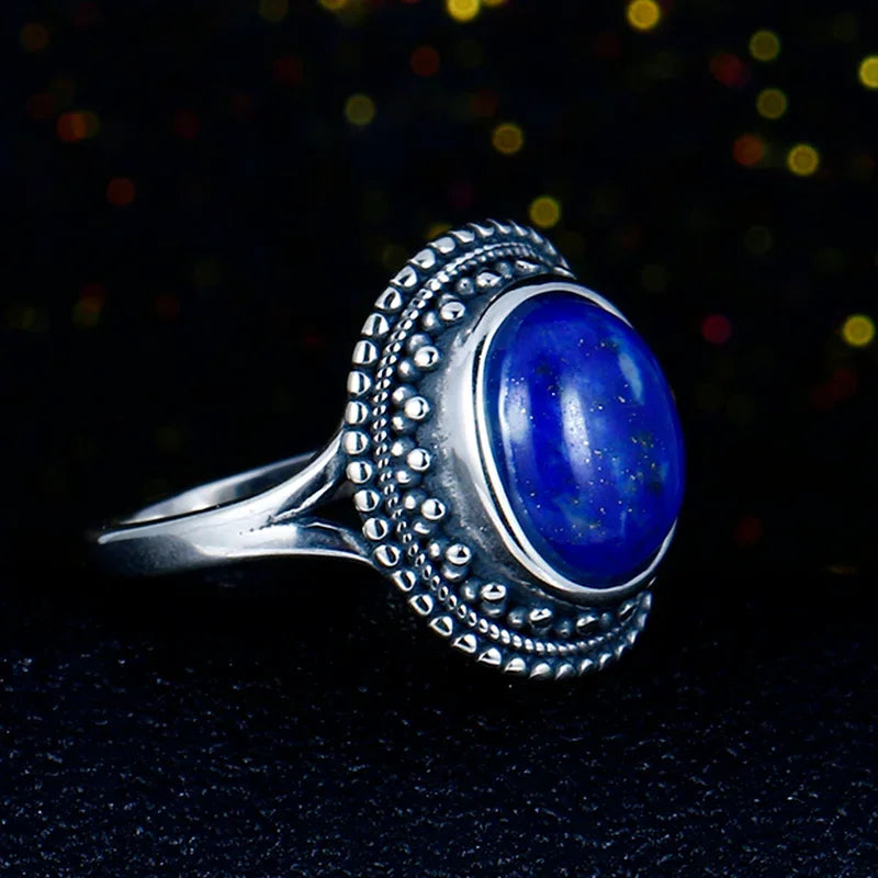 π Blue Lapis Statement Ring β 925 Sterling Silver (Sizes 5β12)