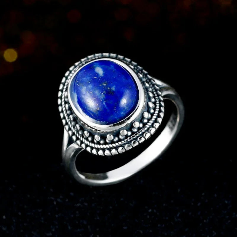π Blue Lapis Statement Ring β 925 Sterling Silver (Sizes 5β12)