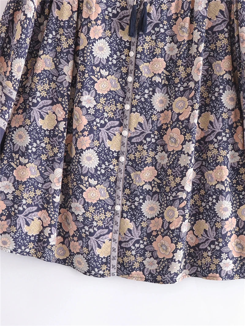 πΈ Boho Floral Tassel Blouse