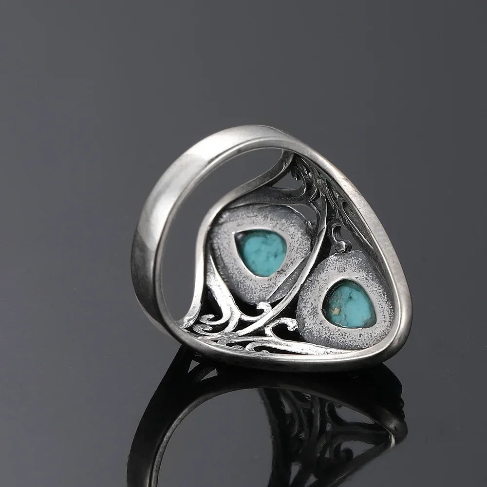 π Boho Double Turquoise Ring β 925 Sterling Silver (Sizes 5β12)