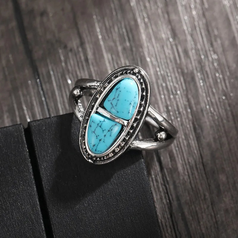 Boho Oval Turquoise Stone Ring