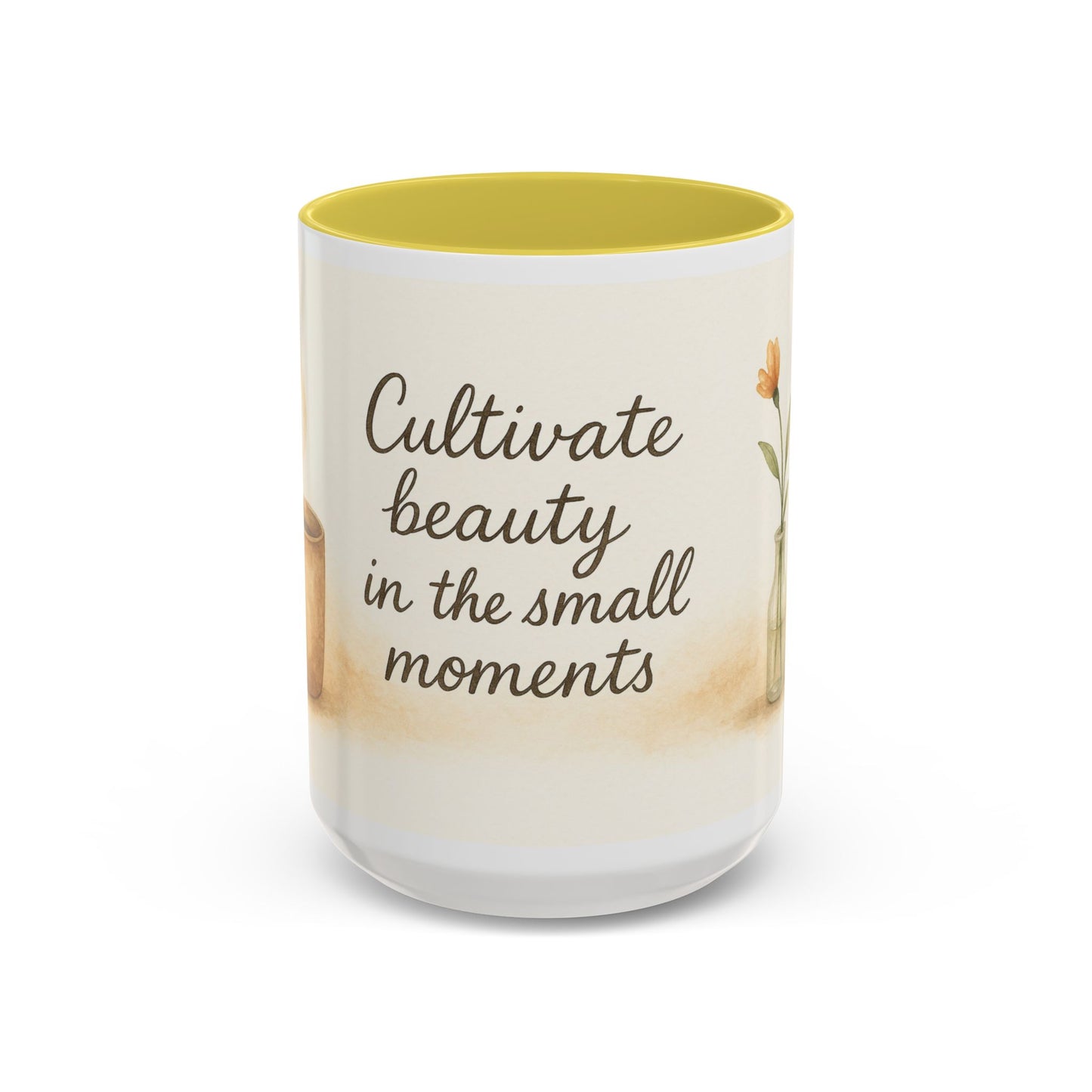 "Cultivate Beauty" Floral Quote Mug – Ceramic Boho Coffee Cup