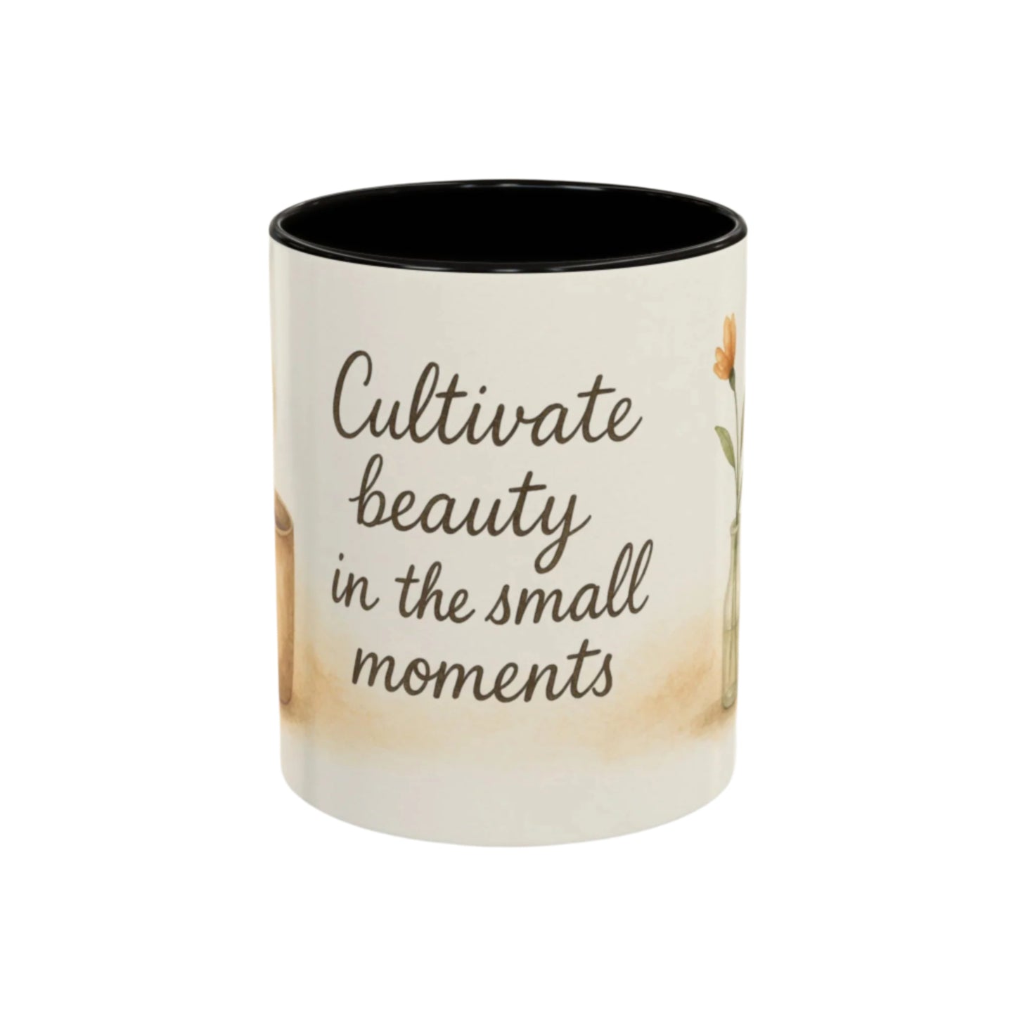 "Cultivate Beauty" Floral Quote Mug – Ceramic Boho Coffee Cup