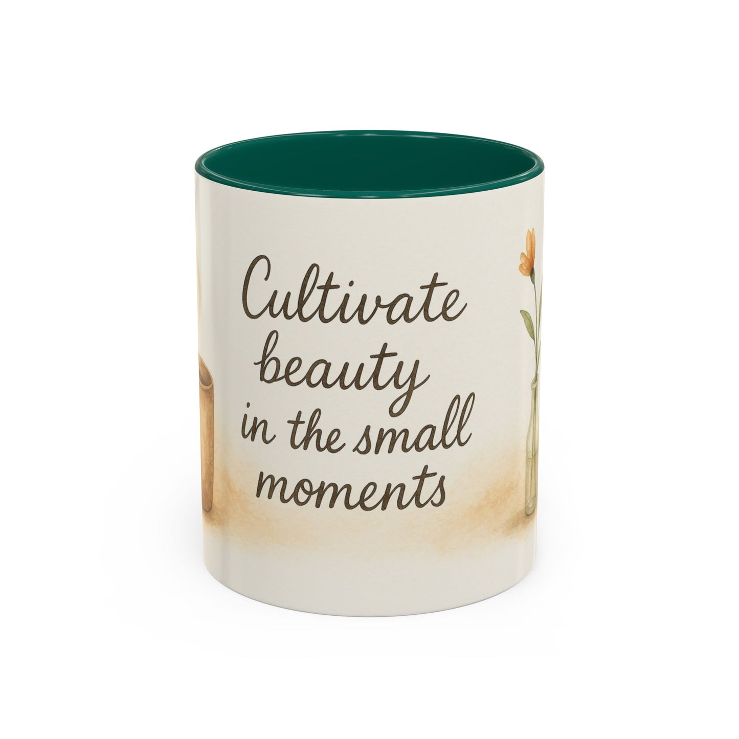 "Cultivate Beauty" Floral Quote Mug – Ceramic Boho Coffee Cup