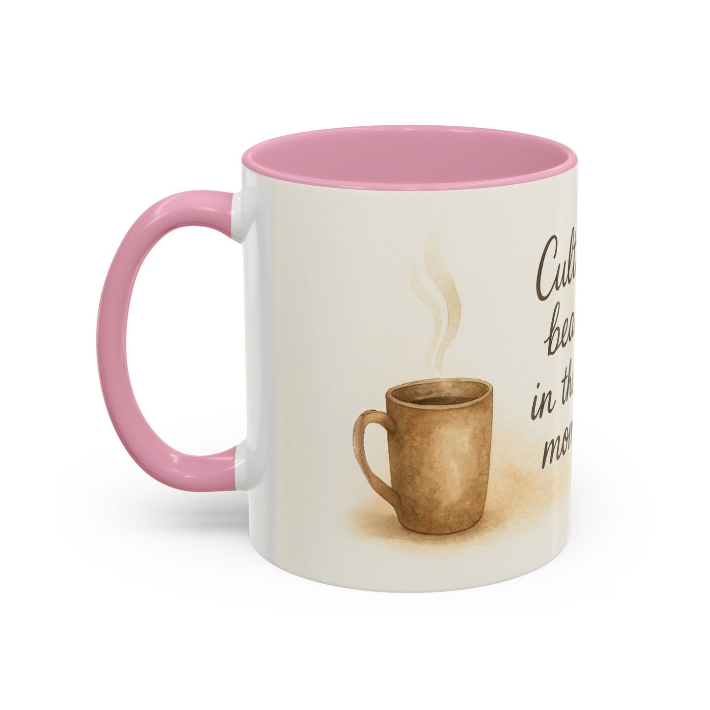 "Cultivate Beauty" Floral Quote Mug – Ceramic Boho Coffee Cup