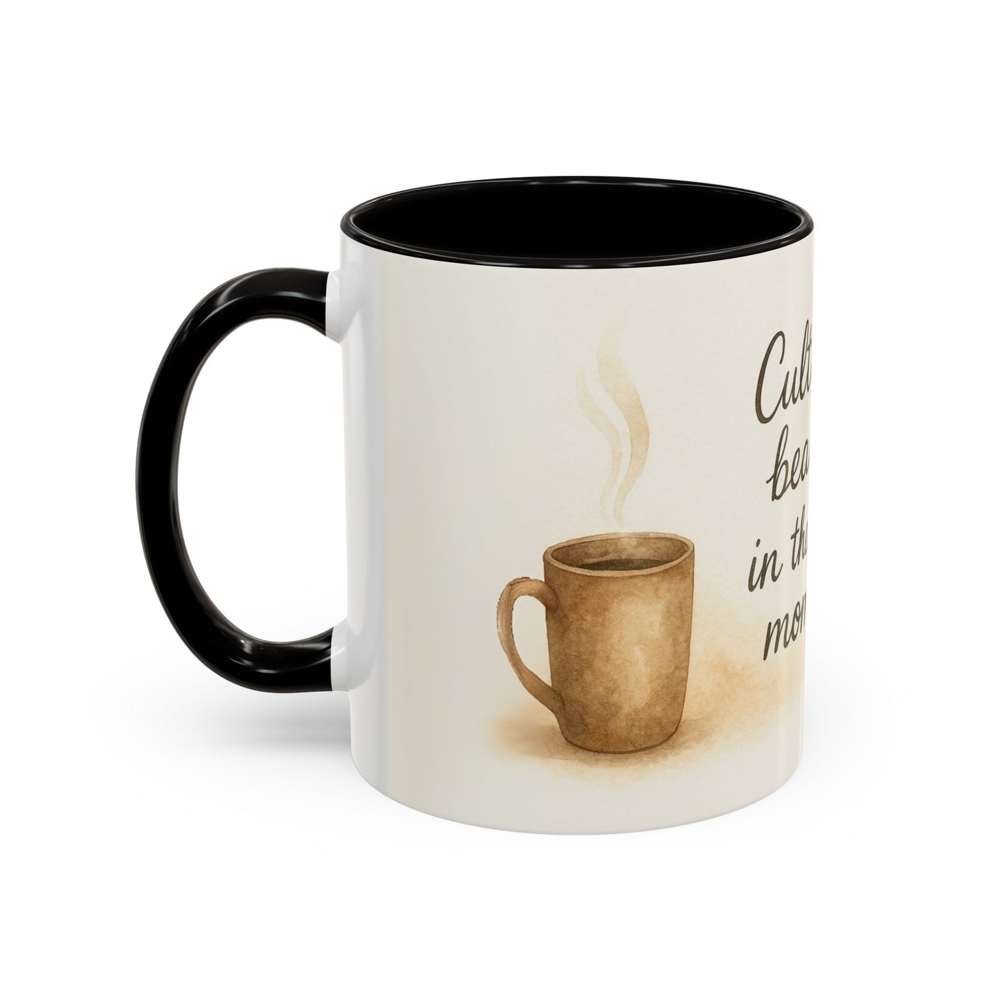 "Cultivate Beauty" Floral Quote Mug – Ceramic Boho Coffee Cup