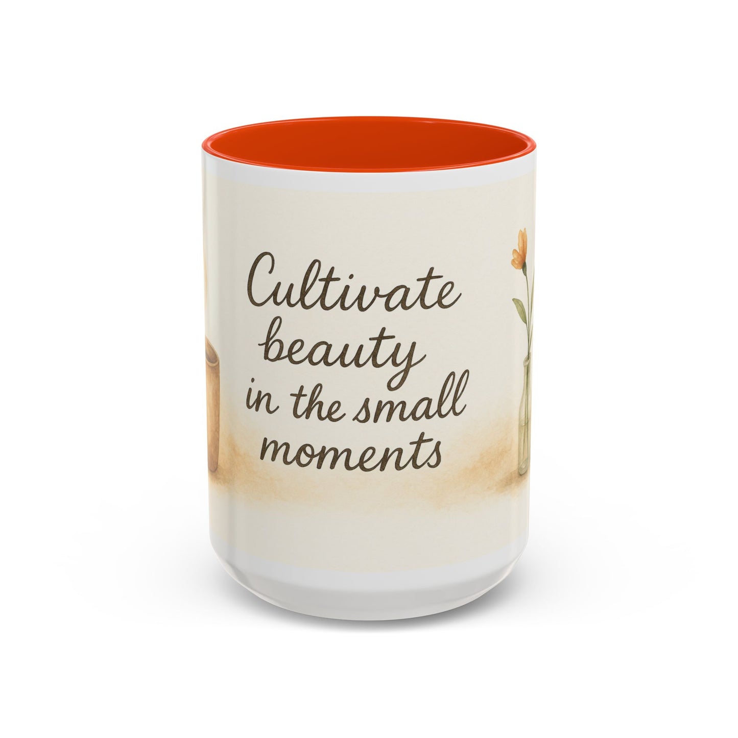 "Cultivate Beauty" Floral Quote Mug – Ceramic Boho Coffee Cup