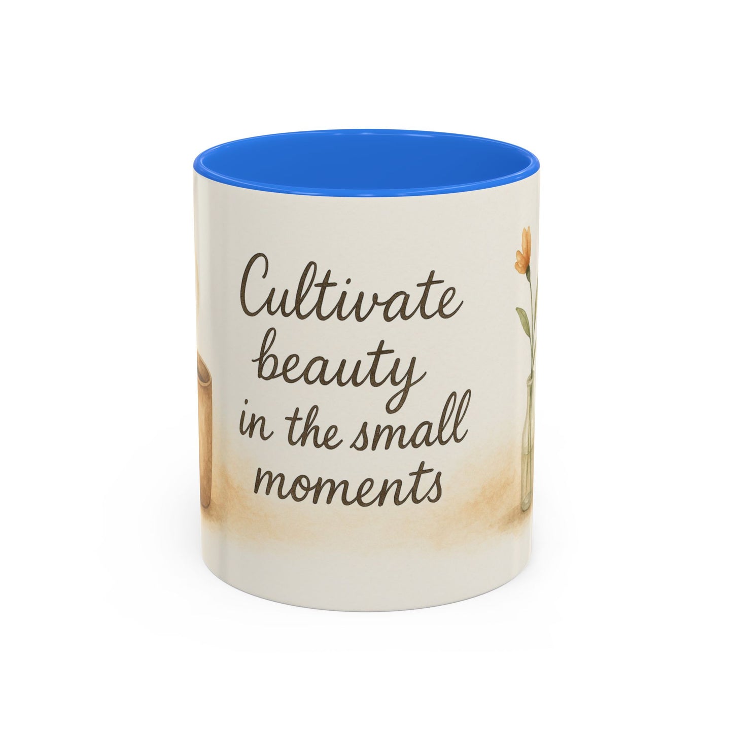 "Cultivate Beauty" Floral Quote Mug – Ceramic Boho Coffee Cup