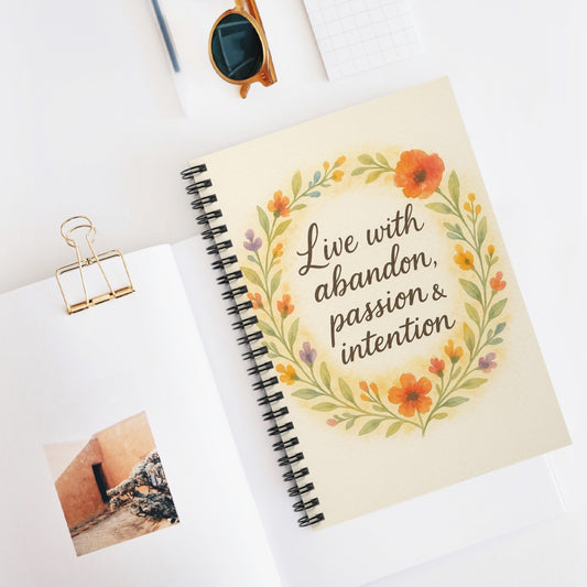"Live with Abandon" Floral Spiral Notebook – 6" x 8"