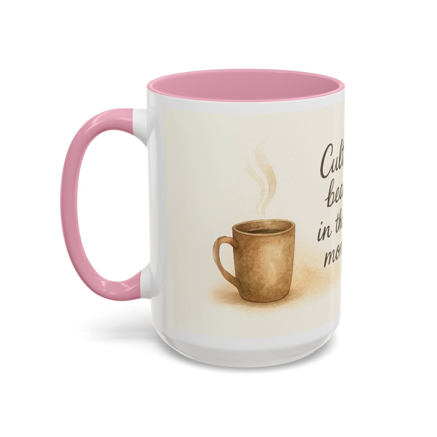 "Cultivate Beauty" Floral Quote Mug – Ceramic Boho Coffee Cup
