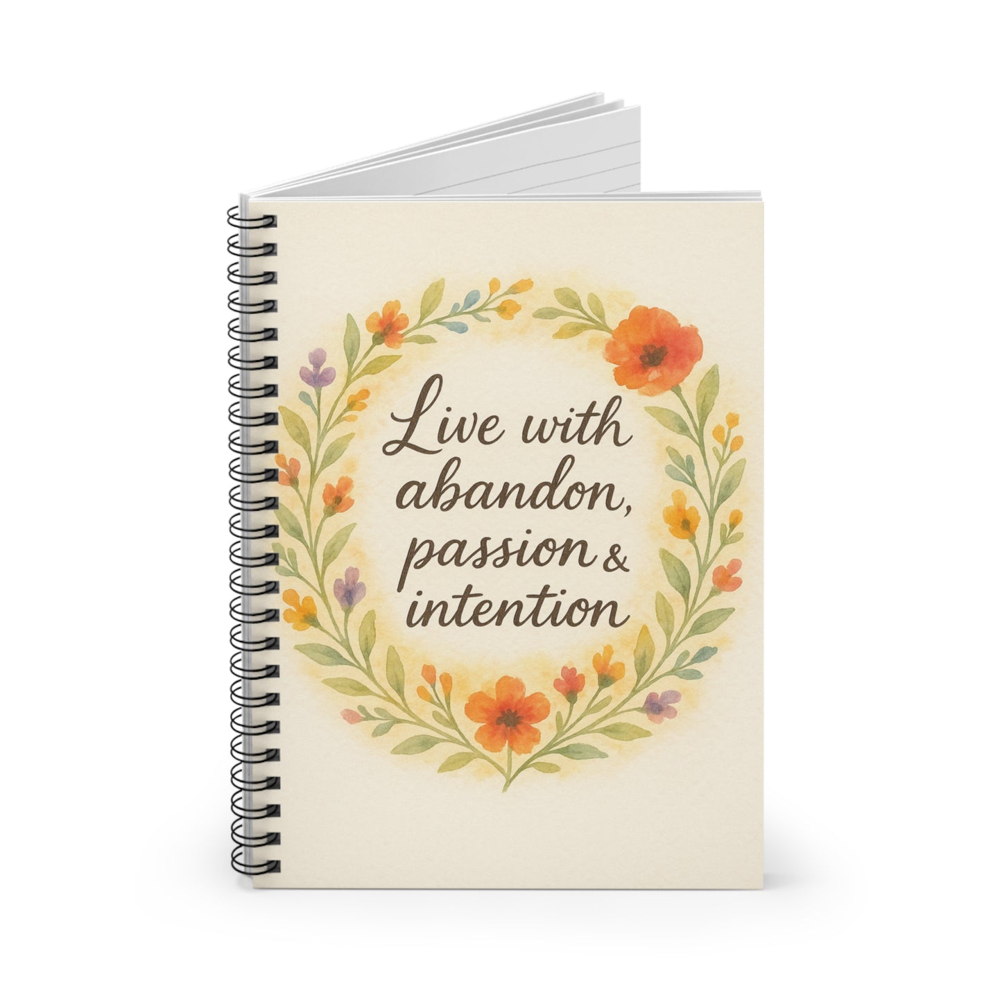 "Live with Abandon" Floral Spiral Notebook – 6" x 8"