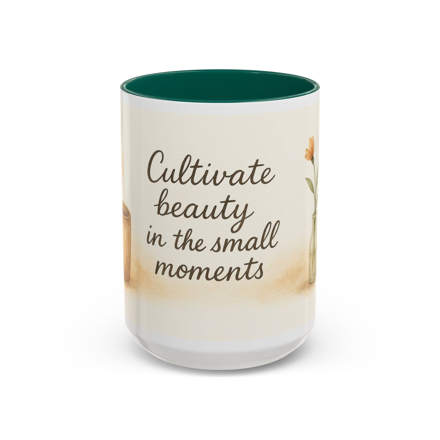 "Cultivate Beauty" Floral Quote Mug – Ceramic Boho Coffee Cup
