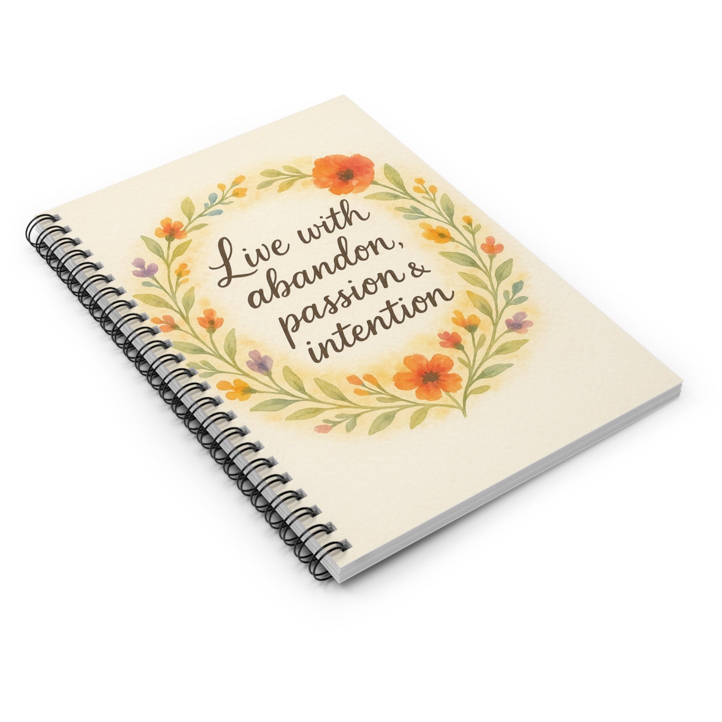 "Live with Abandon" Floral Spiral Notebook – 6" x 8"
