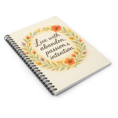 "Live with Abandon" Floral Spiral Notebook – 6" x 8"