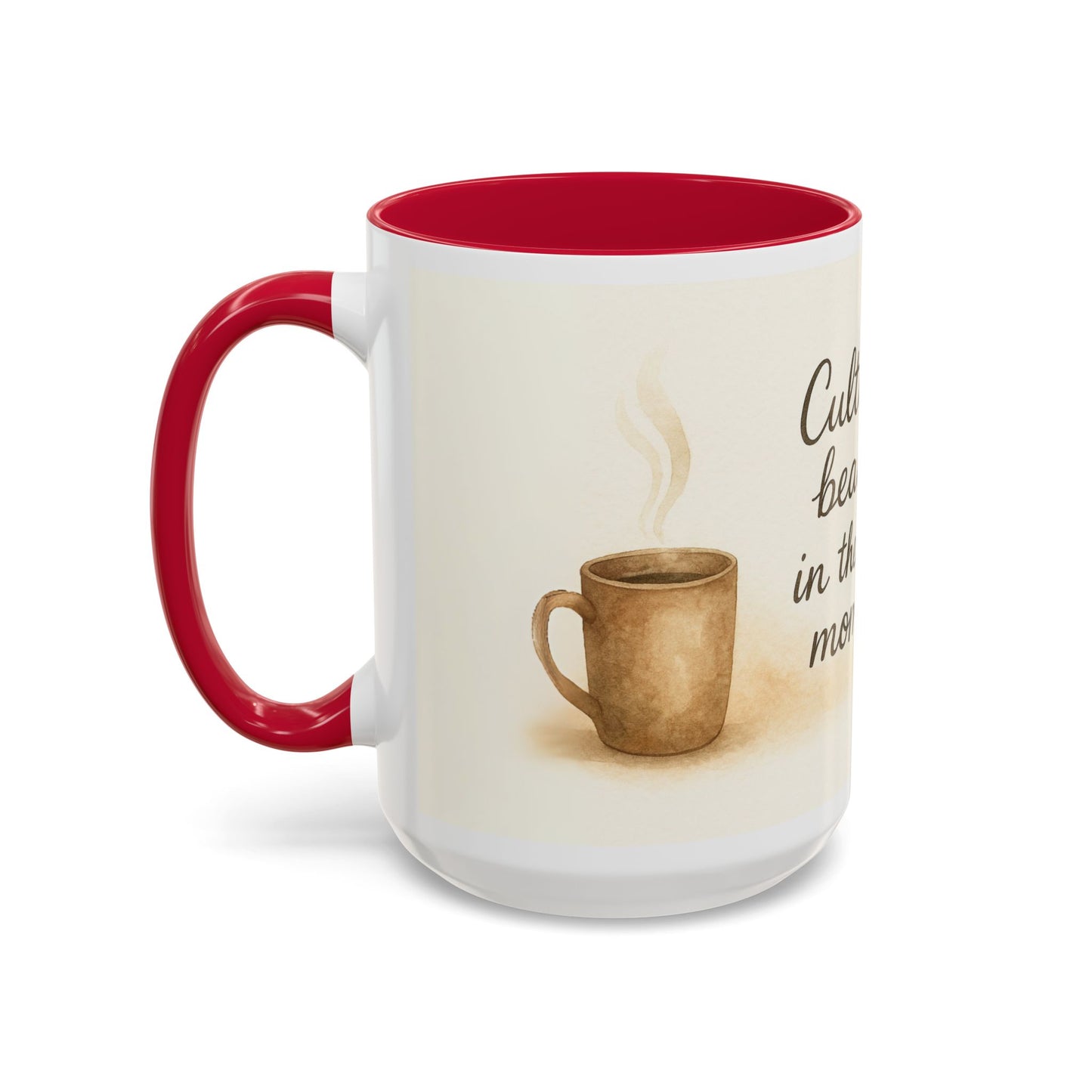 "Cultivate Beauty" Floral Quote Mug – Ceramic Boho Coffee Cup