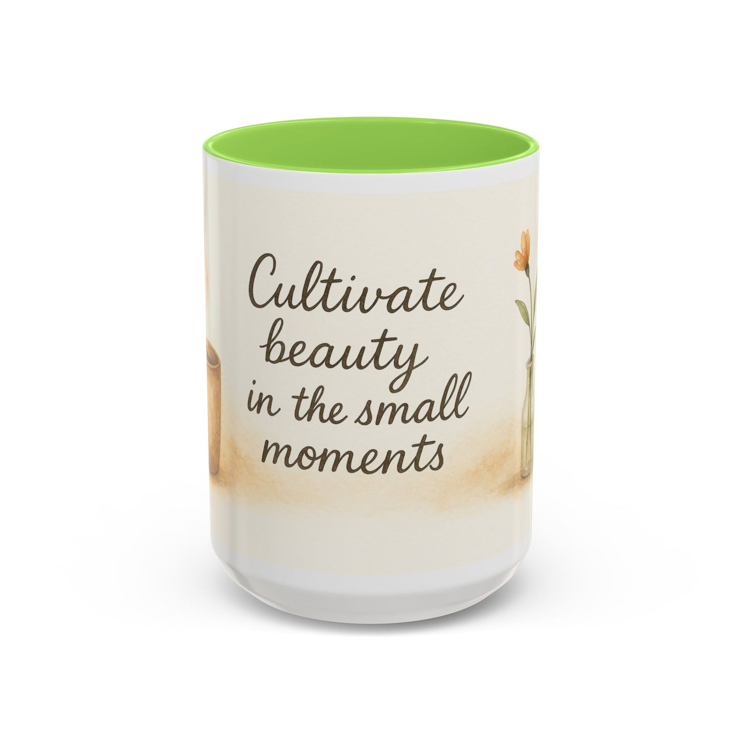 "Cultivate Beauty" Floral Quote Mug – Ceramic Boho Coffee Cup