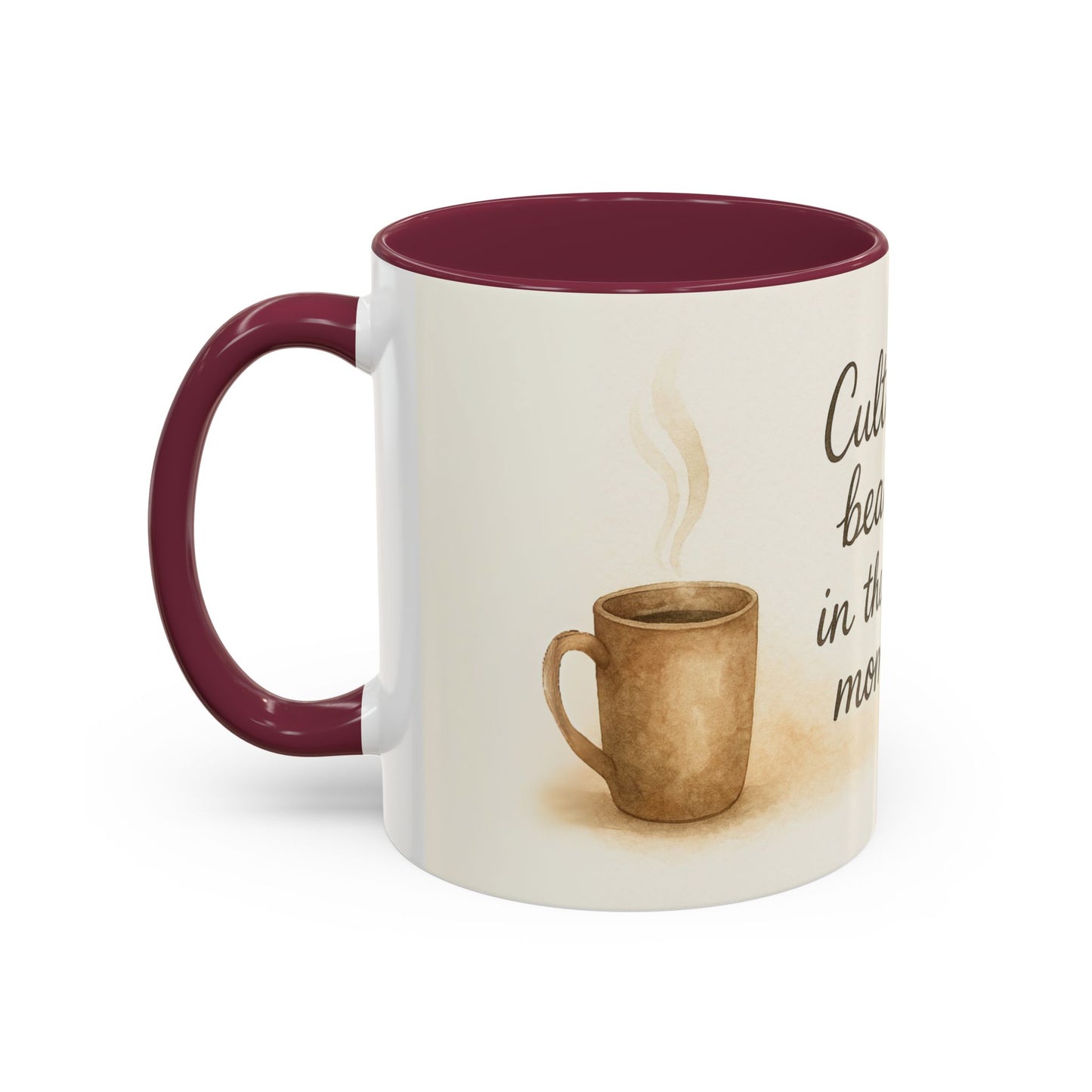 "Cultivate Beauty" Floral Quote Mug – Ceramic Boho Coffee Cup