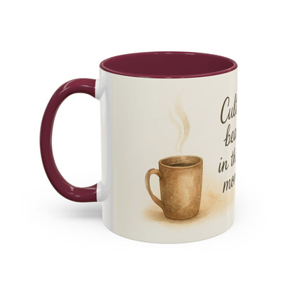 "Cultivate Beauty" Floral Quote Mug – Ceramic Boho Coffee Cup