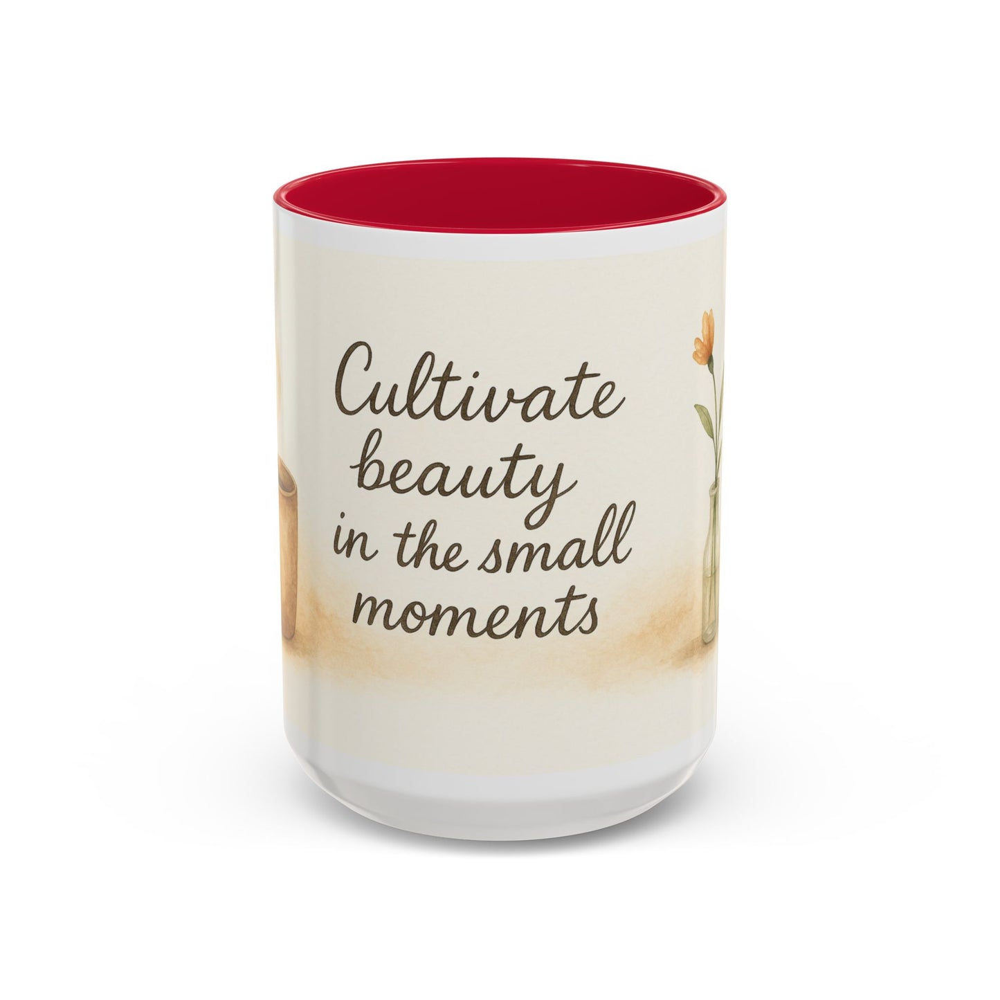 "Cultivate Beauty" Floral Quote Mug – Ceramic Boho Coffee Cup