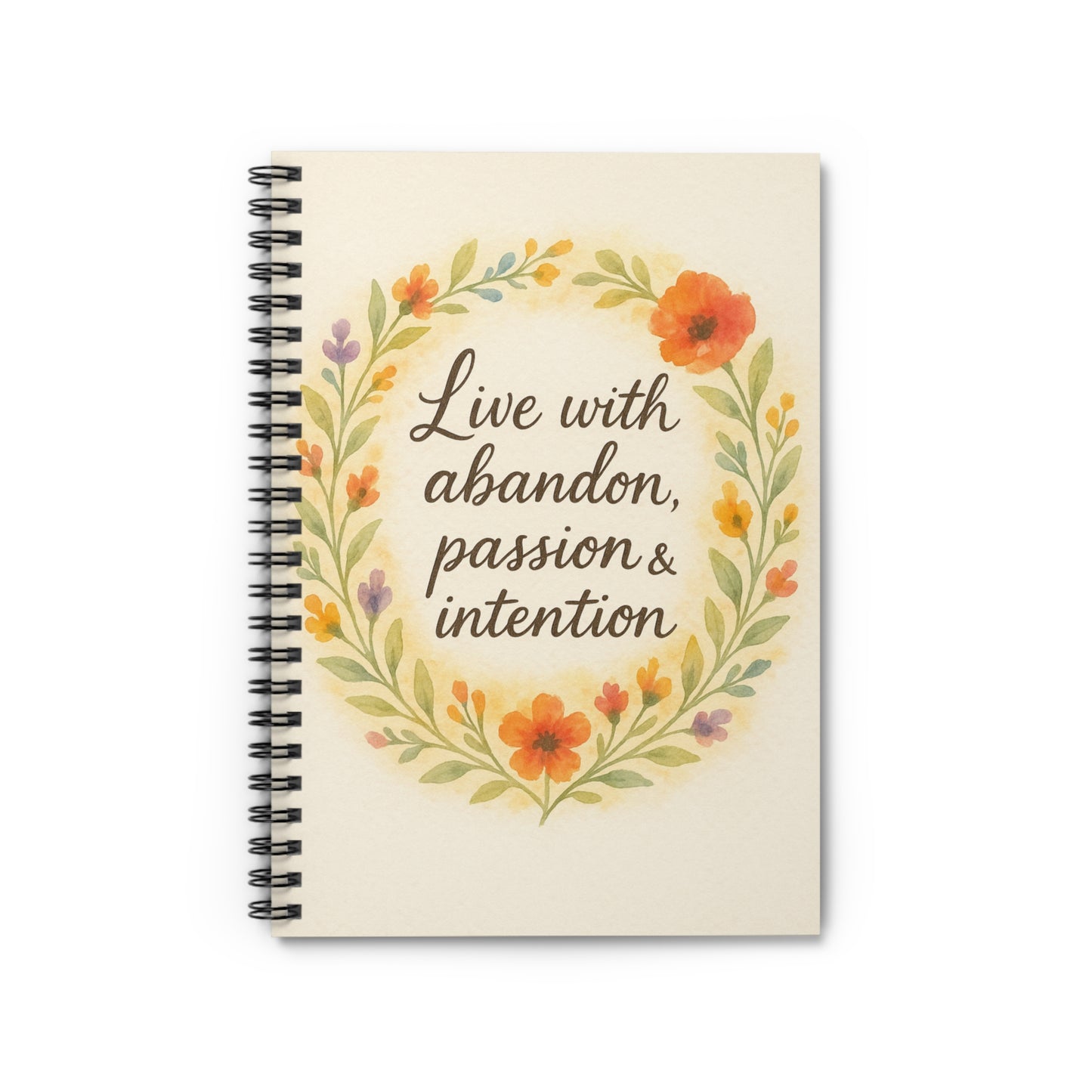 "Live with Abandon" Floral Spiral Notebook – 6" x 8"