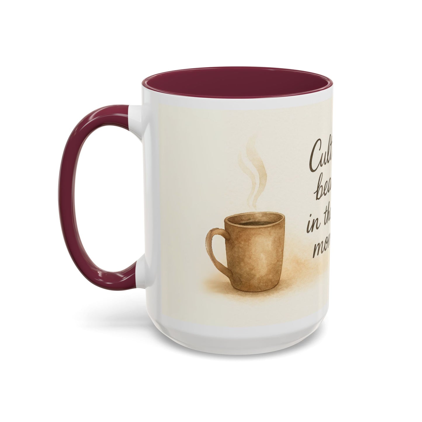 "Cultivate Beauty" Floral Quote Mug – Ceramic Boho Coffee Cup