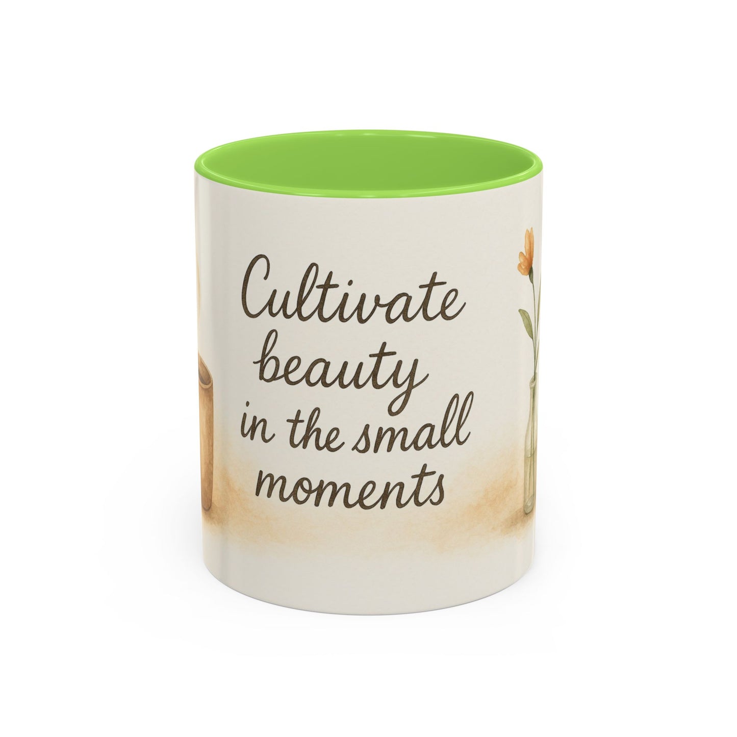"Cultivate Beauty" Floral Quote Mug – Ceramic Boho Coffee Cup