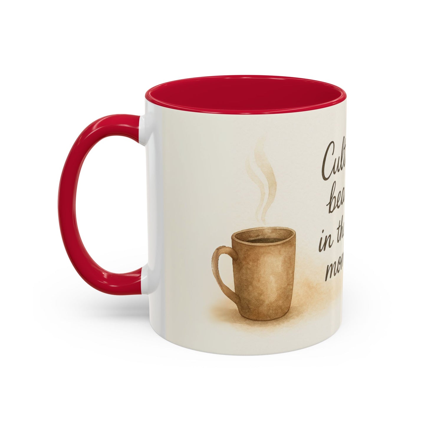 "Cultivate Beauty" Floral Quote Mug – Ceramic Boho Coffee Cup