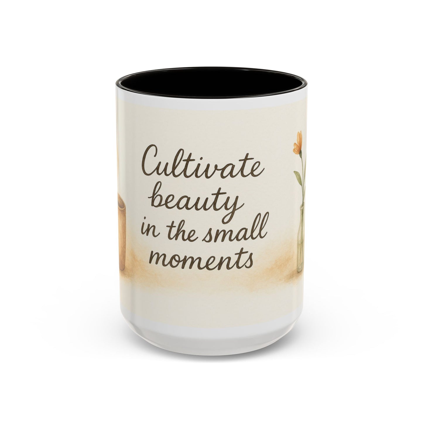 "Cultivate Beauty" Floral Quote Mug – Ceramic Boho Coffee Cup