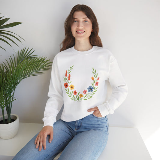"Cultivate Beauty" Floral Crewneck Sweatshirt – Sand or White